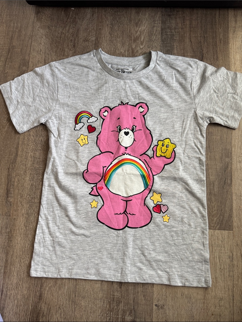 Care Bears Pink Bear Rainbow Graphic Tee - Grey Shirt
